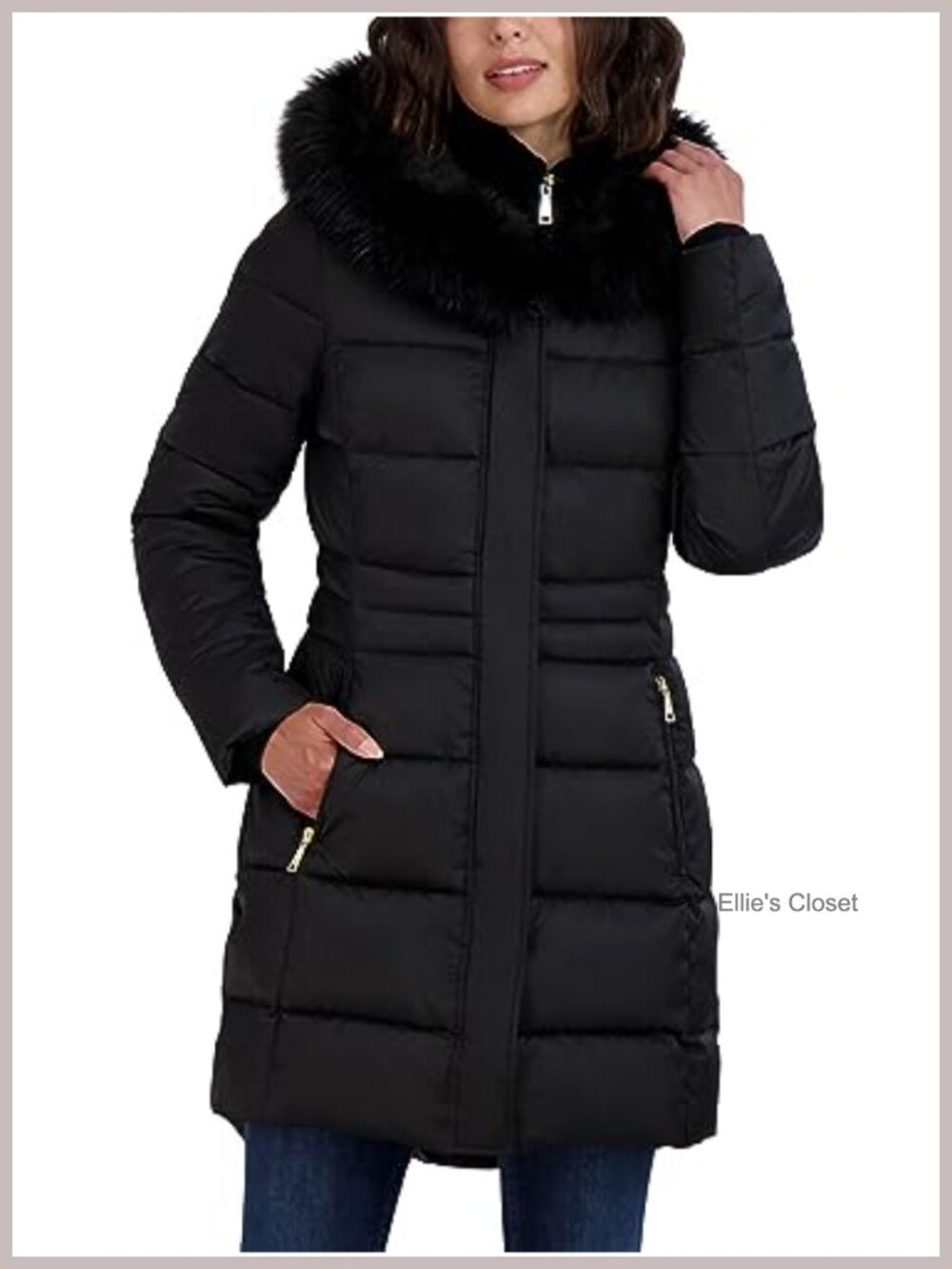 Quilted Puffer Coat Mid-Length Oversized Hood Winter Jacket